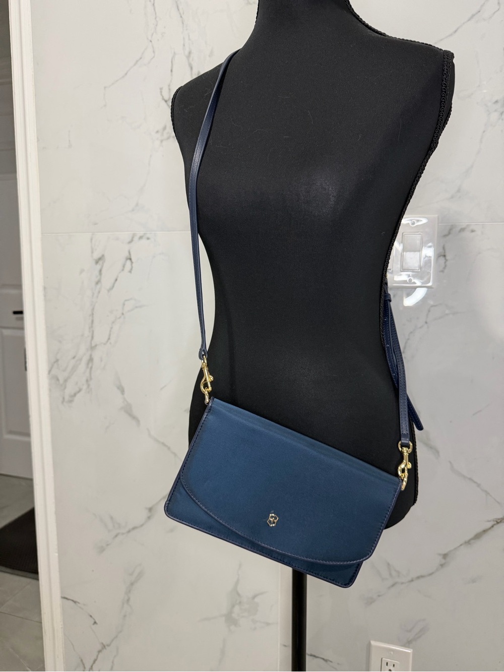 Victorinox Navy Blue nylon leather Crossbody Bag with Gold Hardware - Picture 2 of 12